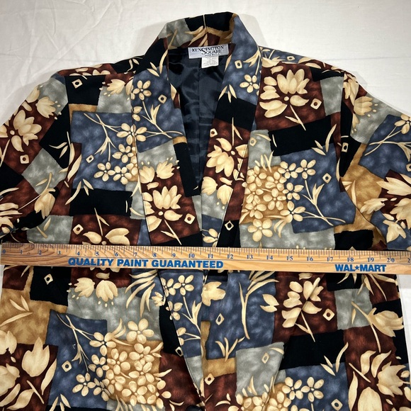 Vintage Kensington Square USA Womens MP Black Brown Floral Single Button Blazer - Picture 4 of 11